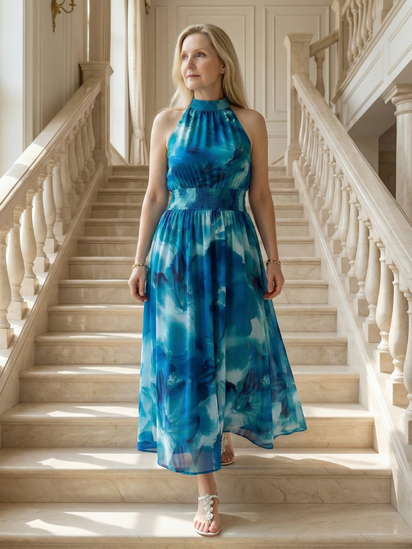 Sylin | Ruffled Halter Midi Dress