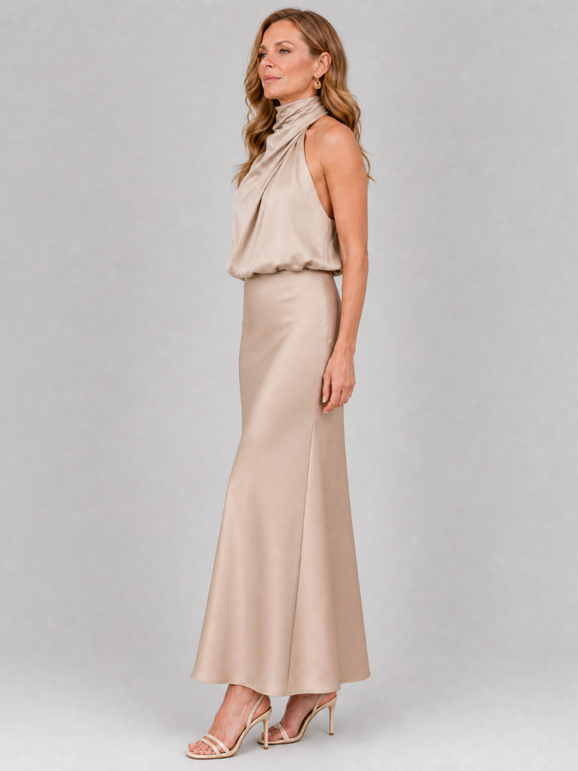 Nopal | Ärmelloses Midi-Kleid mit gerafftem Ausschnitt