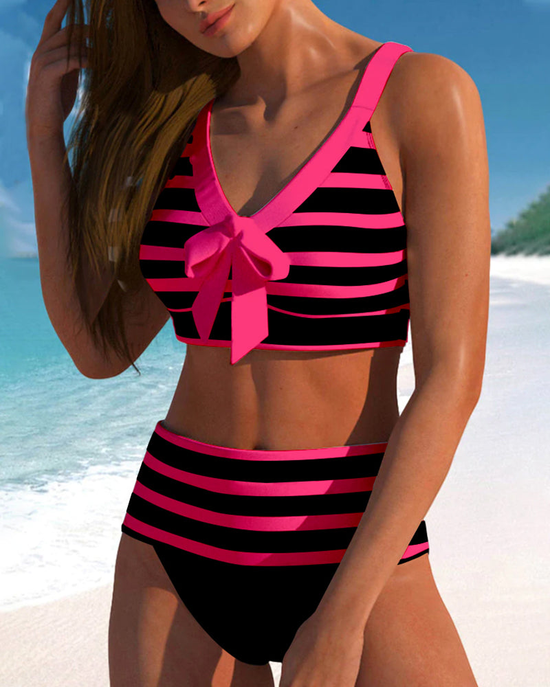 Laluna® | Gestreifter High-Waist-Bikini