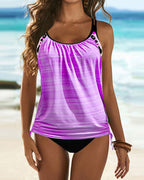 Augustus - Solid-colored tankini with a leopard print