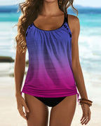 Augustus - Solid-colored tankini with a leopard print