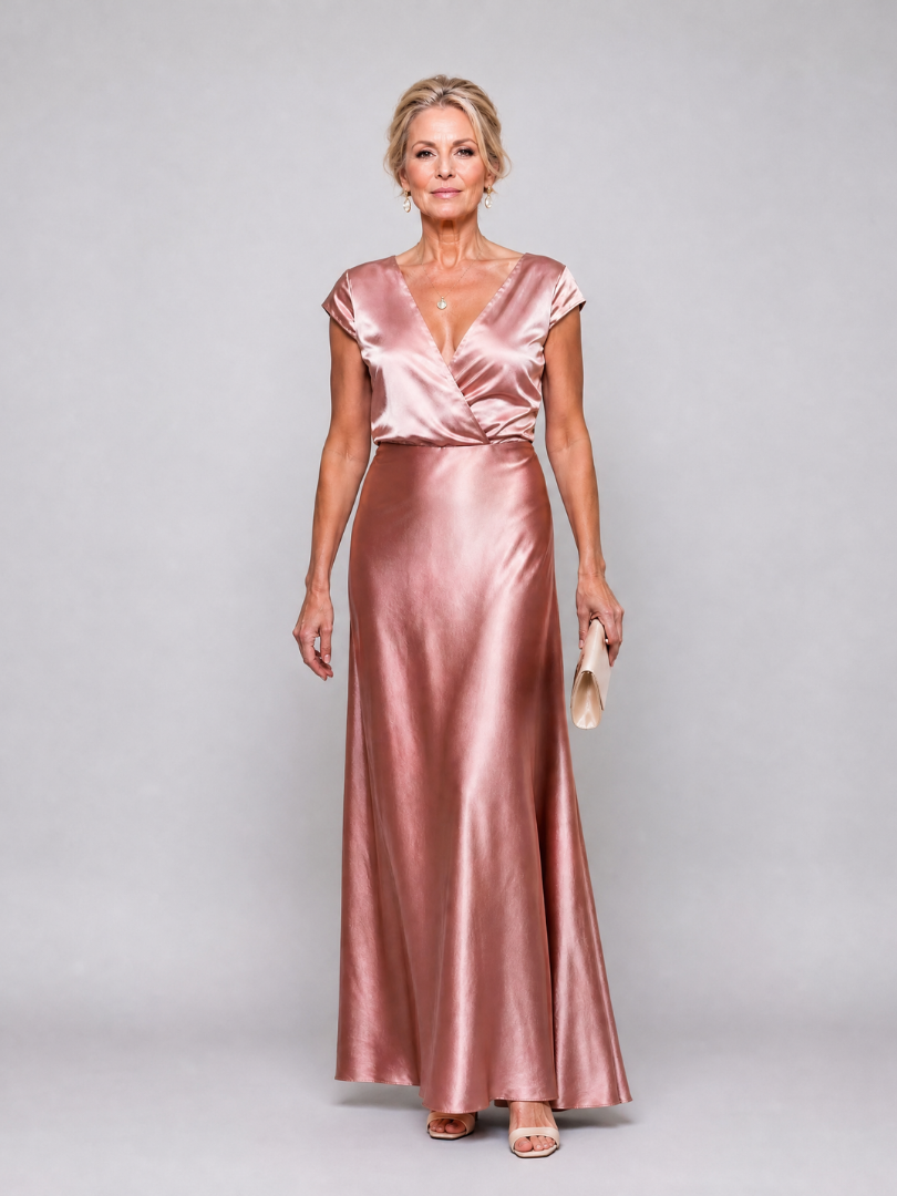 Samouse | Maxikleid mit Wickeloberteil und kurzen Ärmeln" 

Rewritten Title: "Samouse | Maxikleid mit Wickel-Design und kurzen Ärmeln