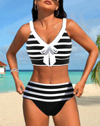 Laluna® | Gestreifter High-Waist-Bikini