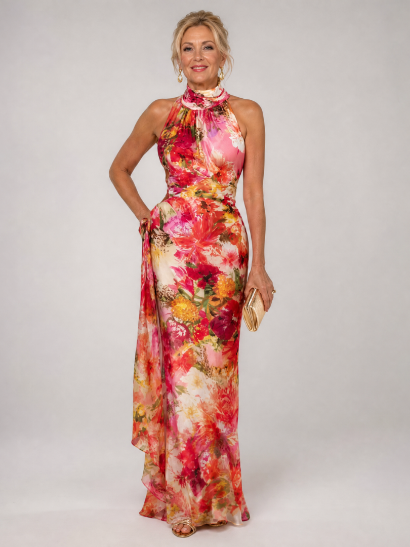 Elisabetta | Maxikleid mit Halterneck und Blumenmuster