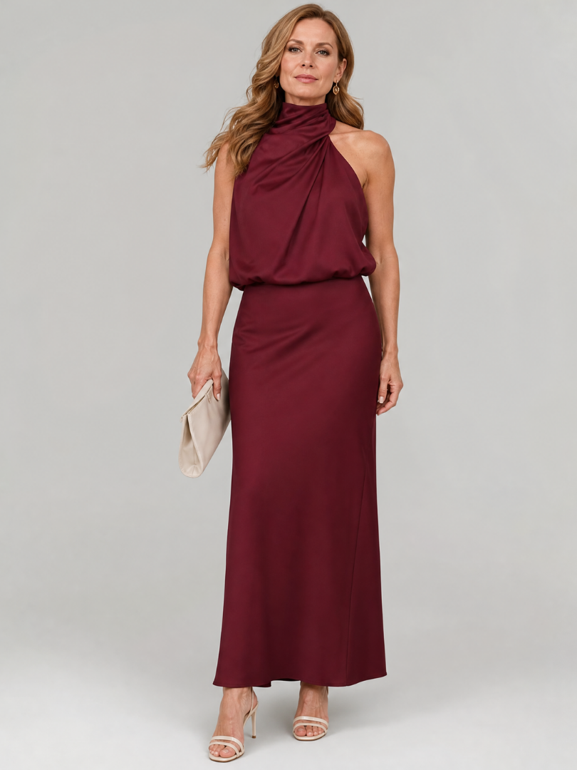 Nopal | Ärmelloses Midi-Kleid mit gerafftem Ausschnitt