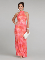 Coraline | Maxi Kleid mit Halterneck und Bedrucktem Muster