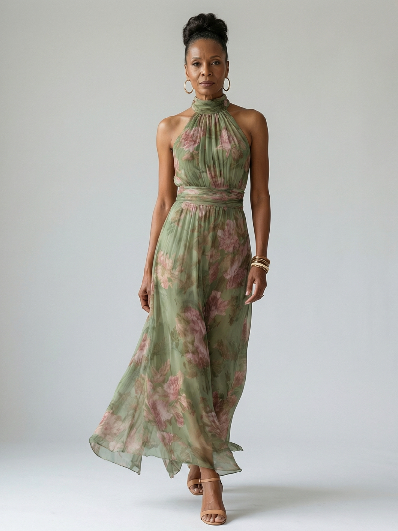 Mirelle | Ruffled Halter Midi Dress