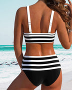 Laluna® | Gestreifter High-Waist-Bikini