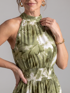 Olivia | Midikleid mit Raffung in der Taille und modernem Druckdesign