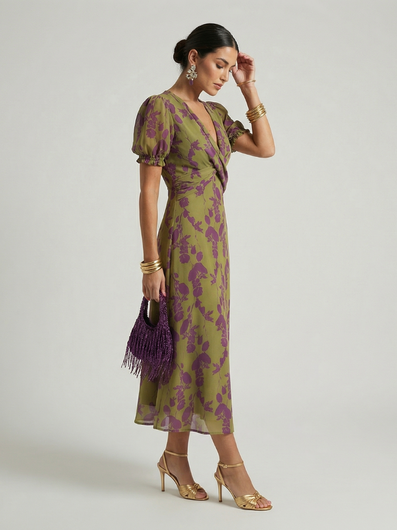 Virel | Midi-Kleid mit entspannendem Blumendesign