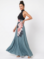 Olympas | Floral Maxi Dress with Halter Bodice