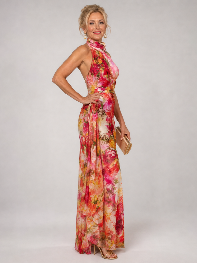 Elisabetta | Maxikleid mit Halterneck und Blumenmuster