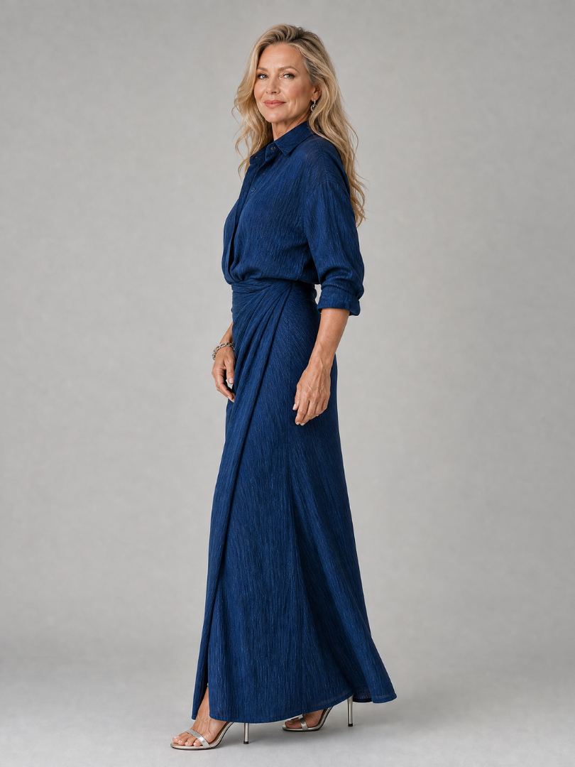 Mirque | Langärmliges Maxikleid mit Wickeldesign
