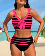 Laluna® | Gestreifter High-Waist-Bikini