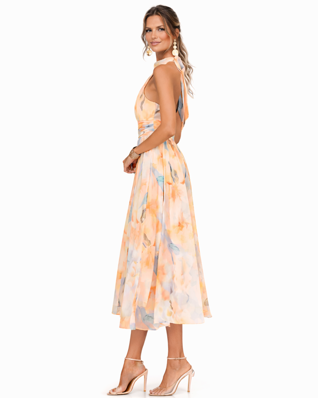 Aurora | Kleid MIT Neckholder-Ausschnitt UND Aquarellmuster
