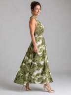 Olivia | Midikleid mit Raffung in der Taille und modernem Druckdesign
