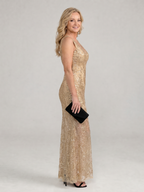 Sirea | Transparentes Midi-Kleid mit Pailletten und ärmellosem Design