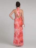 Coraline | Maxi Kleid mit Halterneck und Bedrucktem Muster