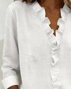Indie | Ruffle V-neck Long Sleeve Blouse