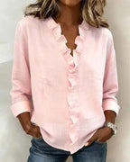Indie | Ruffle V-neck Long Sleeve Blouse