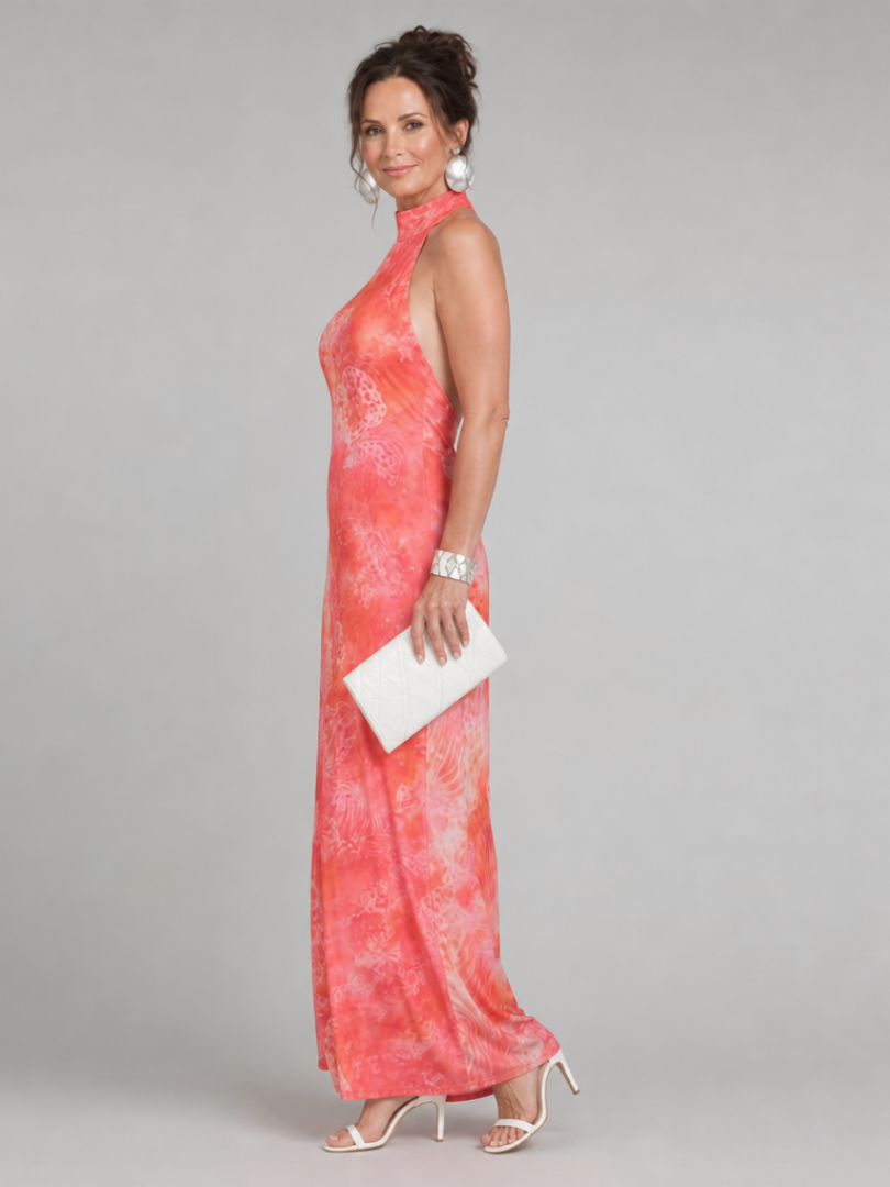 Coraline | Maxi Kleid mit Halterneck und Bedrucktem Muster