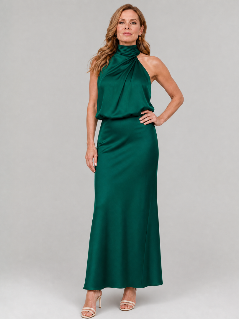 Nopal | Ärmelloses Midi-Kleid mit gerafftem Ausschnitt