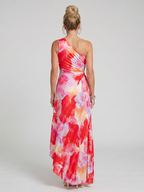 Taya | Ein Schulter Midi Kleid mit Faltenrock