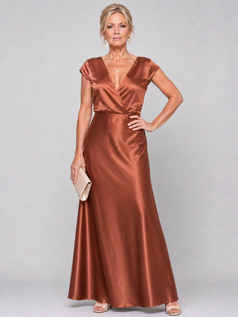 Samouse | Maxikleid mit Wickeloberteil und kurzen Ärmeln" 

Rewritten Title: "Samouse | Maxikleid mit Wickel-Design und kurzen Ärmeln