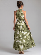 Olivia | Midikleid mit Raffung in der Taille und modernem Druckdesign