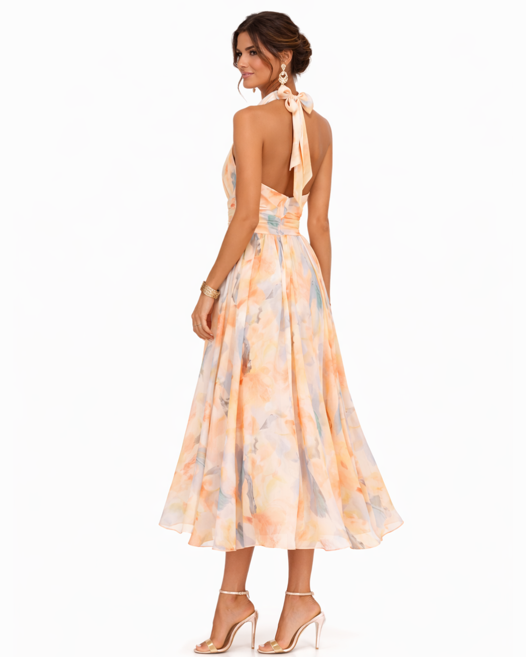 Aurora | Kleid MIT Neckholder-Ausschnitt UND Aquarellmuster