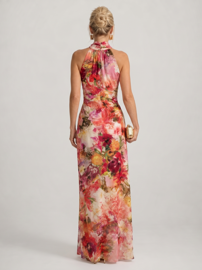 Elisabetta | Maxikleid mit Halterneck und Blumenmuster