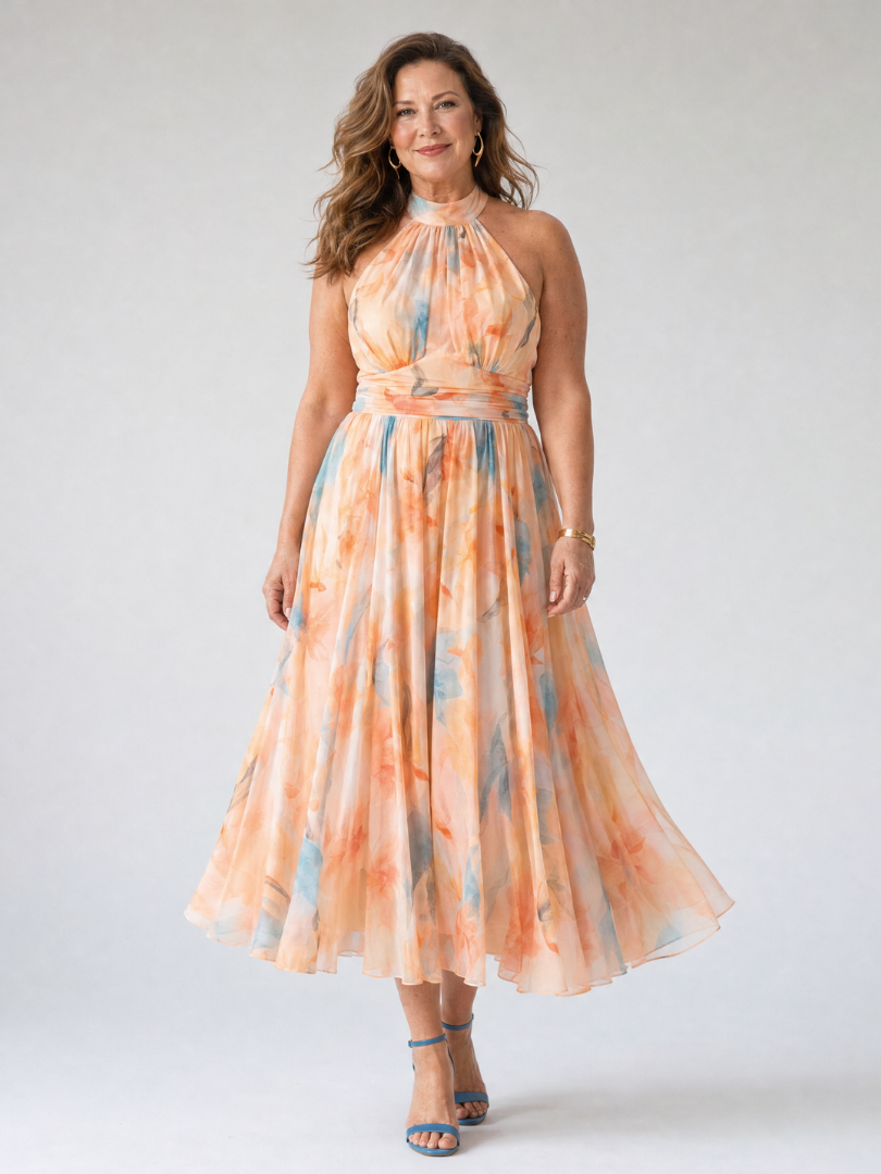 Elin | Sanftes Halter-Midi-Kleid
