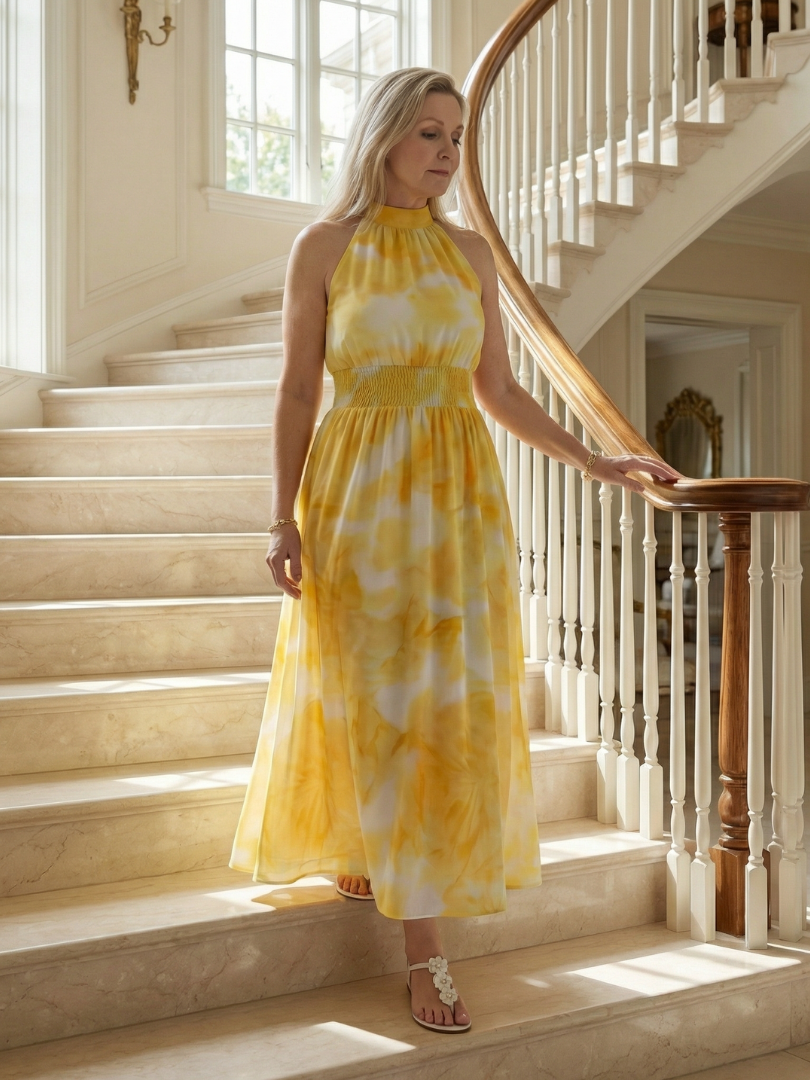 Sylin | Ruffled Halter Midi Dress
