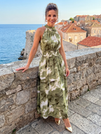 Olivia | Midikleid mit Raffung in der Taille und modernem Druckdesign