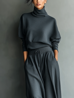Strickensemble weite Hose