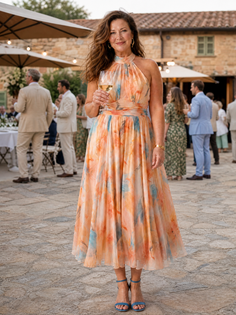 Elin | Sanftes Halter-Midi-Kleid