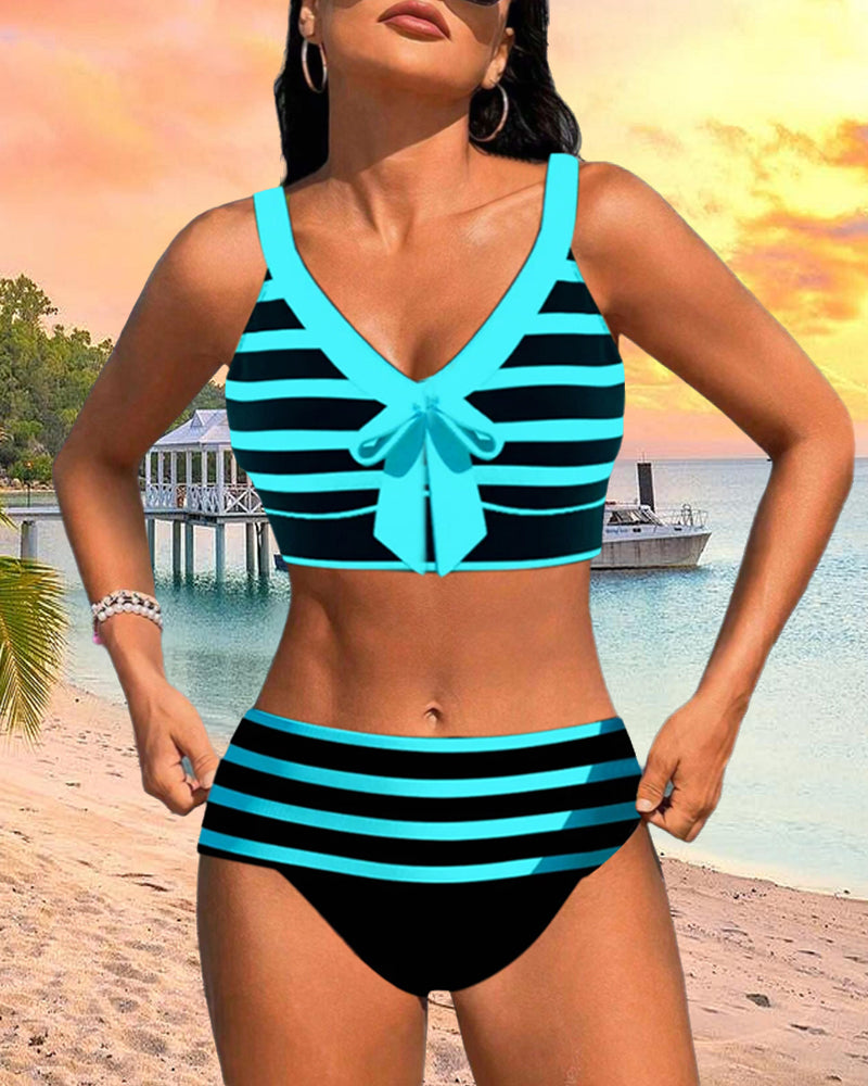 Laluna® | Gestreifter High-Waist-Bikini