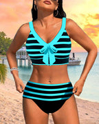 Laluna® | Gestreifter High-Waist-Bikini