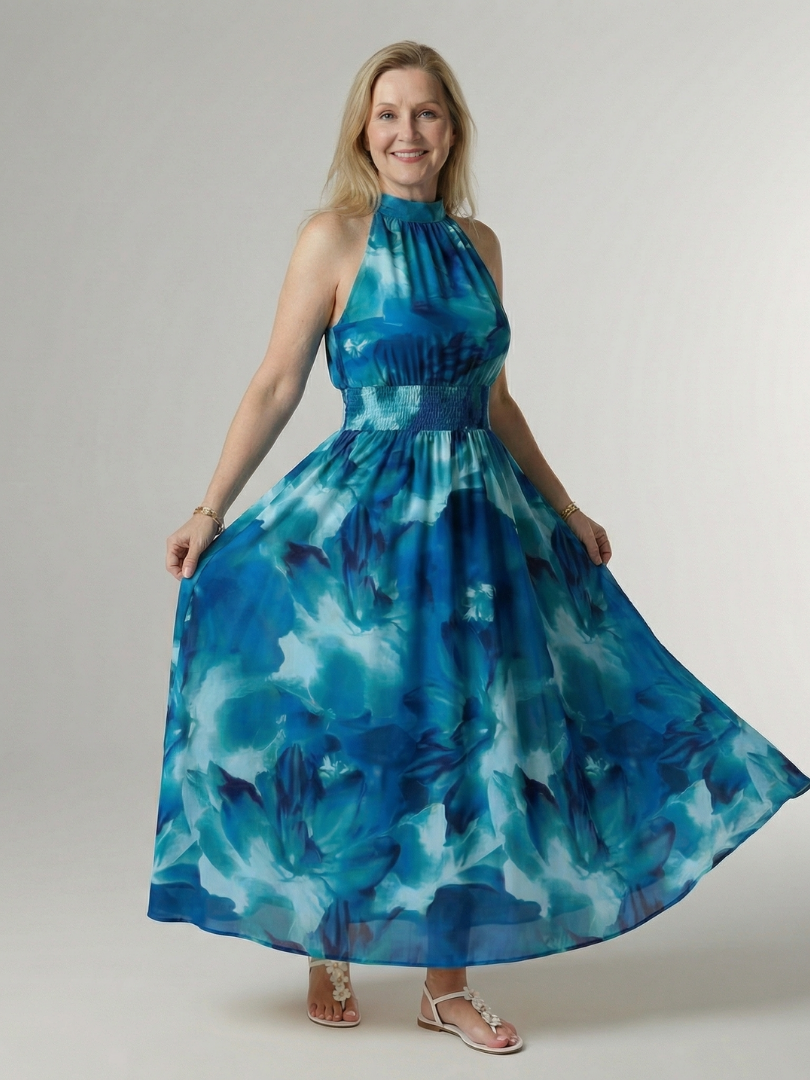 Sylin | Ruffled Halter Midi Dress