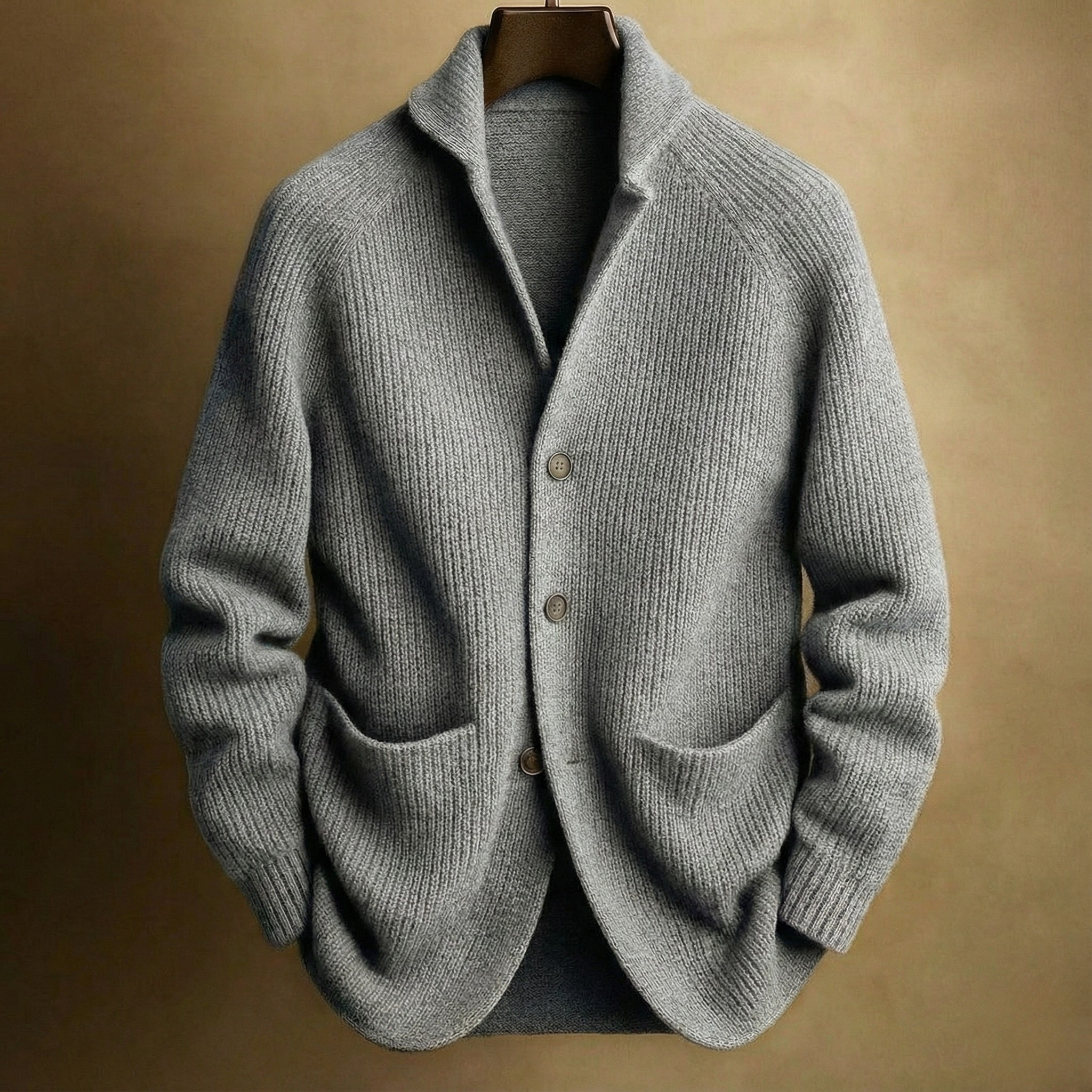 SILVORO | Herren-Strickjacke aus gerippter Wolle