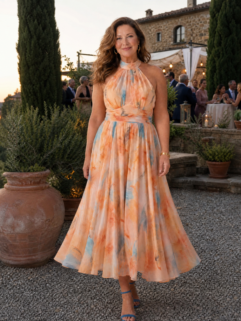 Elin | Sanftes Halter-Midi-Kleid