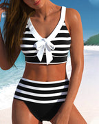 Laluna® | Gestreifter High-Waist-Bikini