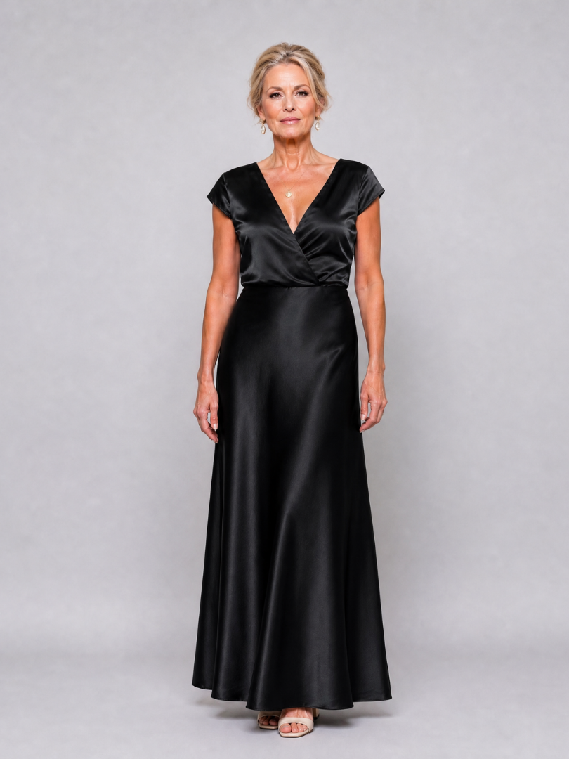 Samouse | Maxikleid mit Wickeloberteil und kurzen Ärmeln" 

Rewritten Title: "Samouse | Maxikleid mit Wickel-Design und kurzen Ärmeln
