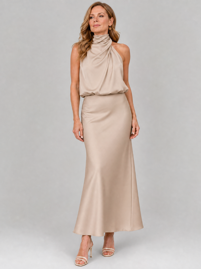 Nopal | Ärmelloses Midi-Kleid mit gerafftem Ausschnitt