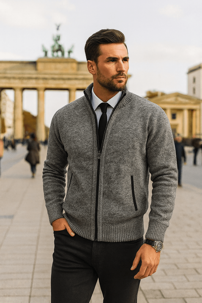 Leon | Zip-up knit sweater with tailored fit