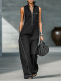Sleeveless Dungarees White Trim