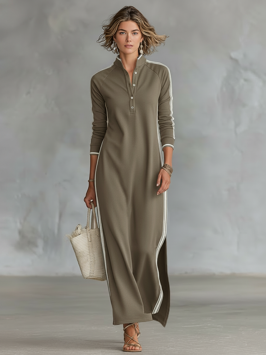Sweat-Maxikleid mit Knopfleiste