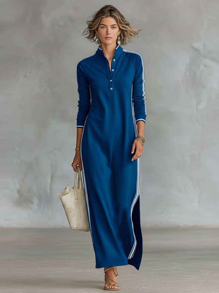 Sweat-Maxikleid mit Knopfleiste