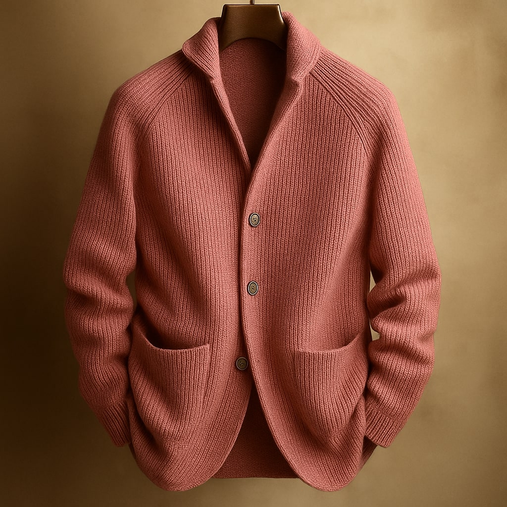 SILVORO | Herren-Strickjacke aus gerippter Wolle