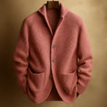 SILVORO | Herren-Strickjacke aus gerippter Wolle